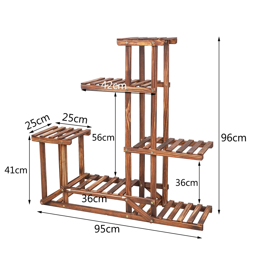 6-Tiered Wooden Plant Stand Shelf Rack