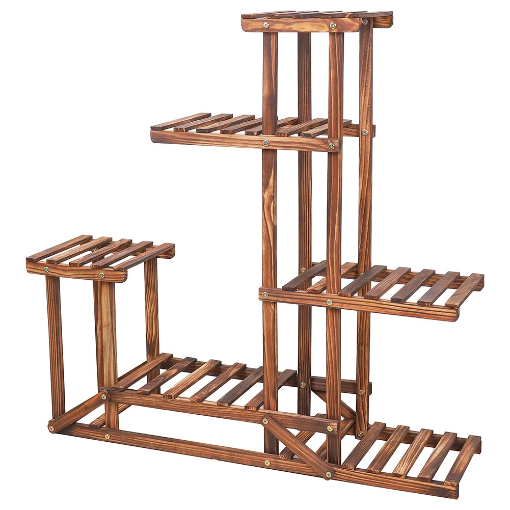 6-Tiered Wooden Plant Stand Shelf Rack