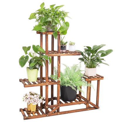 6-Tiered Wooden Plant Stand Shelf Rack