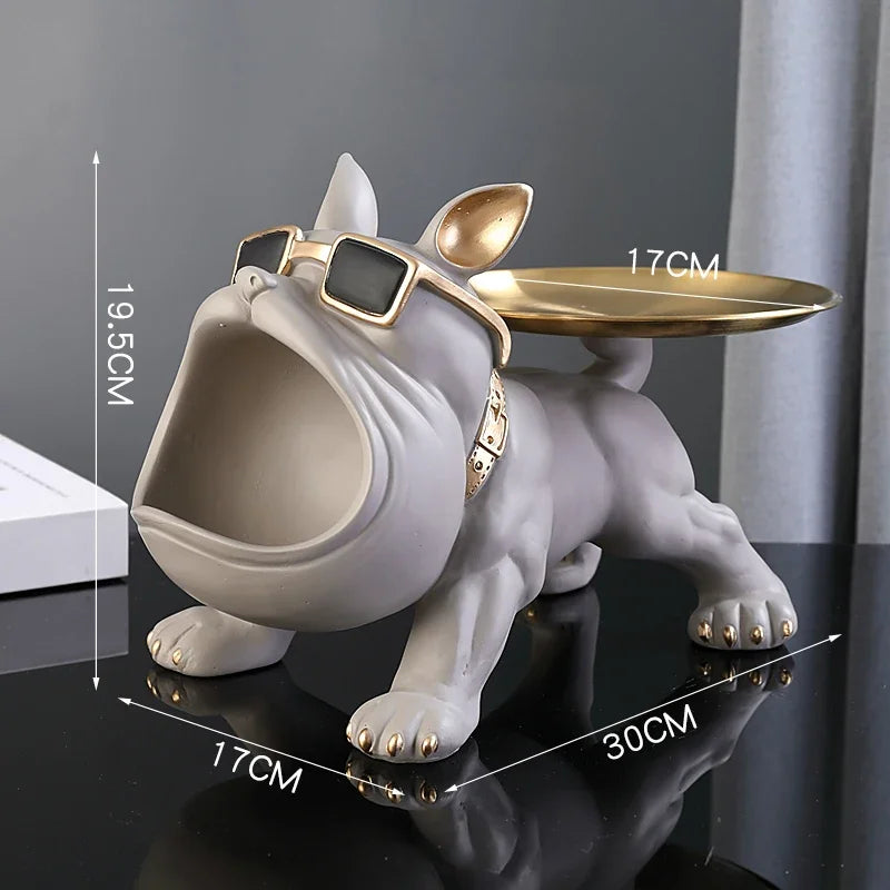 Bulldog Figurine Dog Statue Storage Box