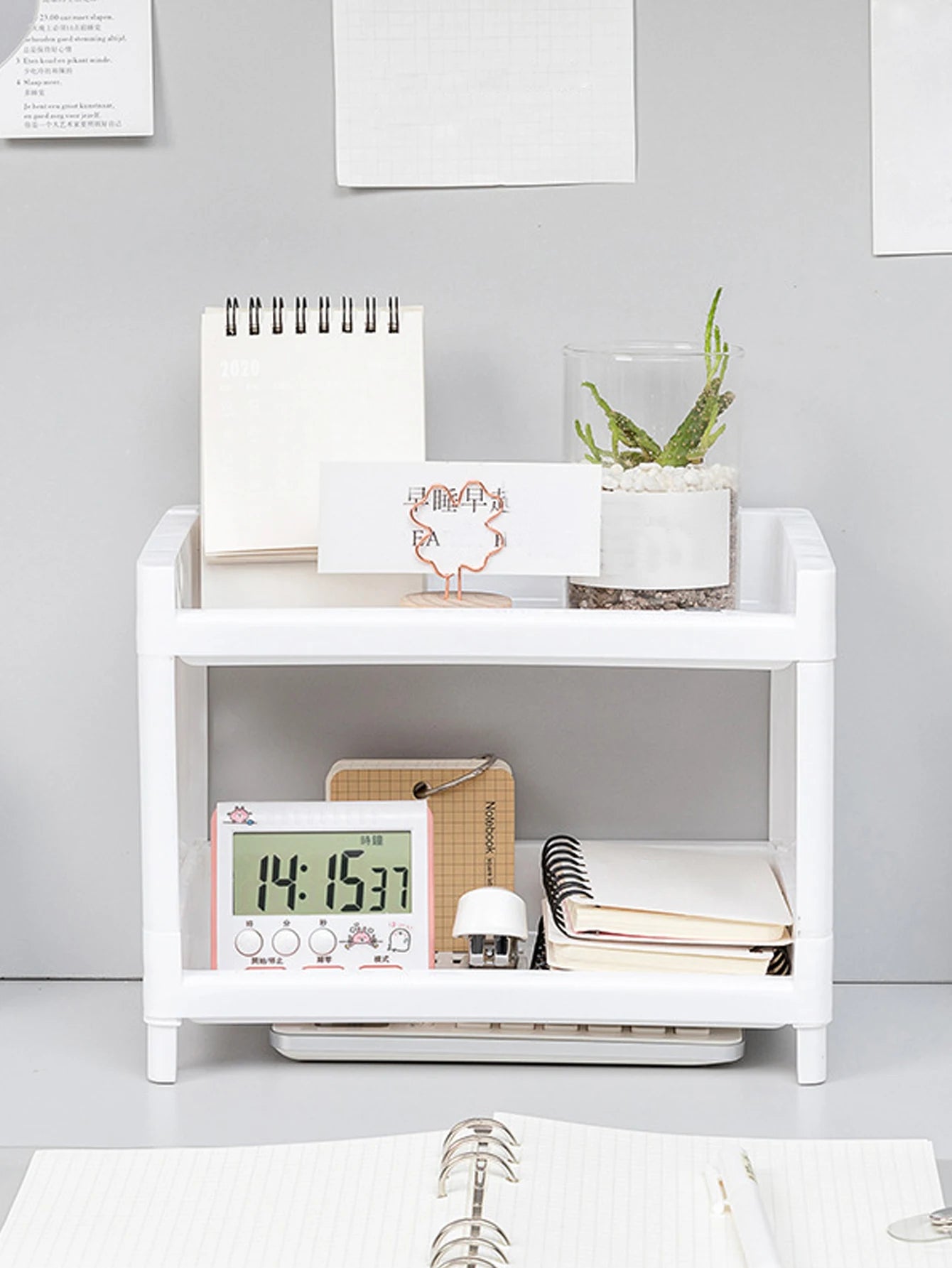 Double-Layer White Desktop Storage Rack