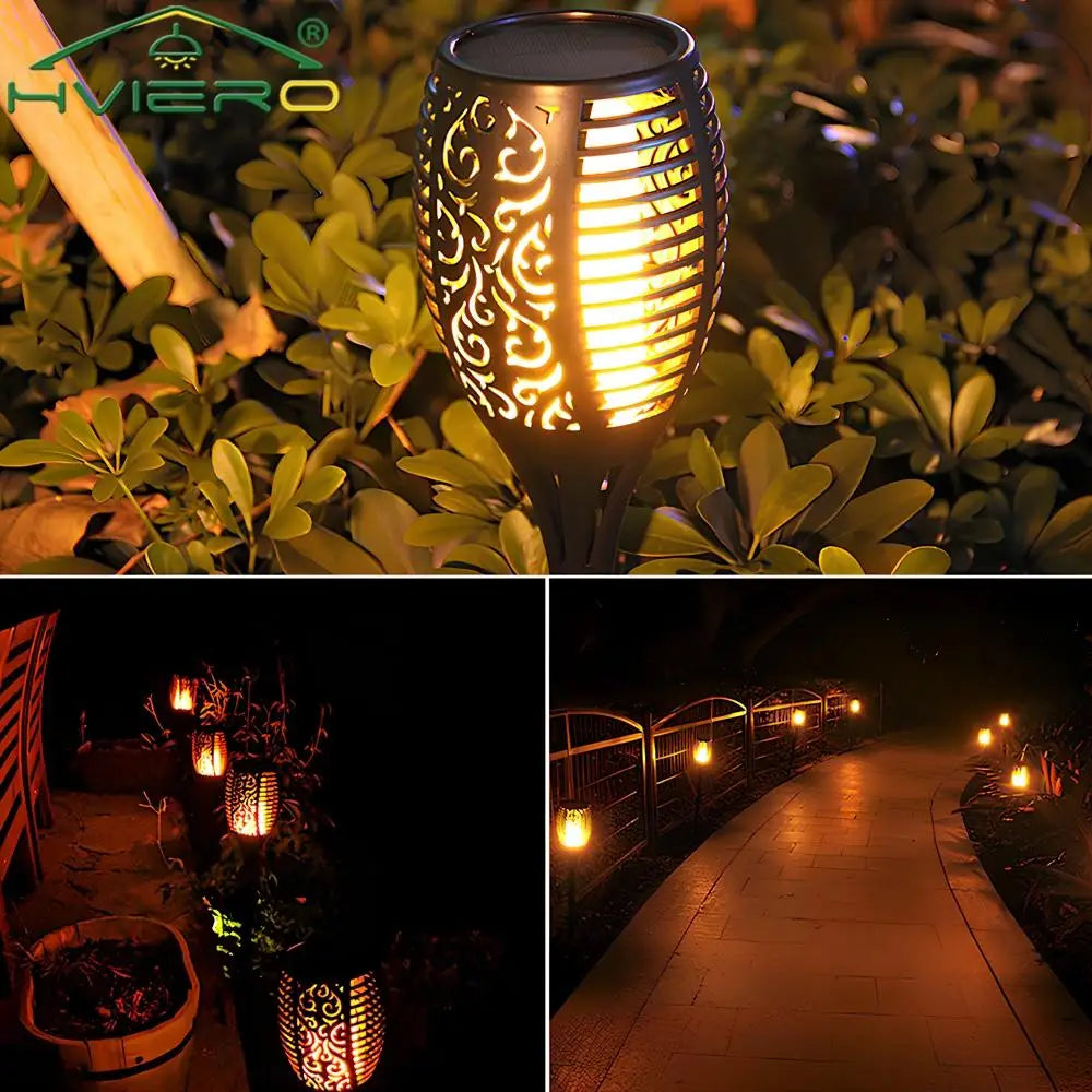 Solar Flame Lights Flickering LED Waterproof Garden Lamps