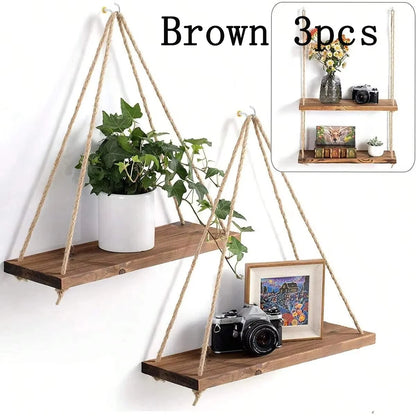 Wooden Swing Wall Shelf