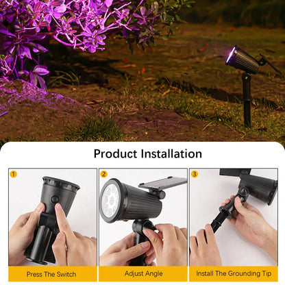 9 LEDs Solar Spotlights Waterproof IP65 Adjustable Brightness