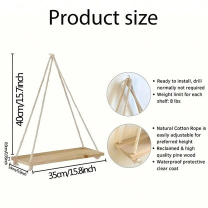 Wooden Swing Wall Shelf