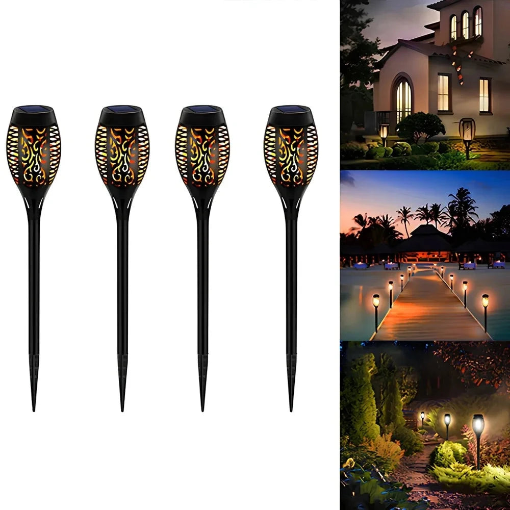 Solar Flame Lights Flickering LED Waterproof Garden Lamps