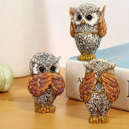 Charming Trio of No-Evil Owls