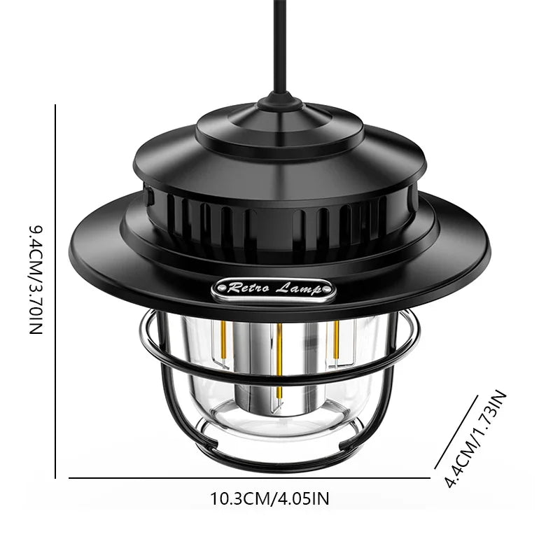 Retro Portable Camping Lantern Rechargeable Emergency Light