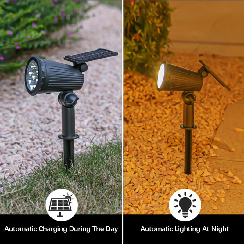 9 LEDs Solar Spotlights Waterproof IP65 Adjustable Brightness