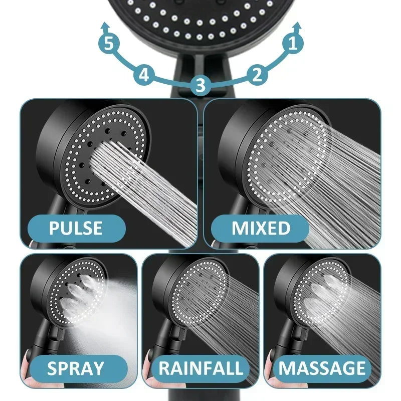 5-Mode Adjustable High Pressure Handheld Shower Head