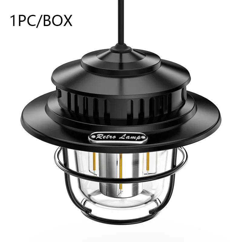 Retro Portable Camping Lantern Rechargeable Emergency Light