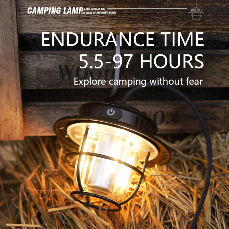 Retro Portable Camping Lantern Rechargeable Emergency Light