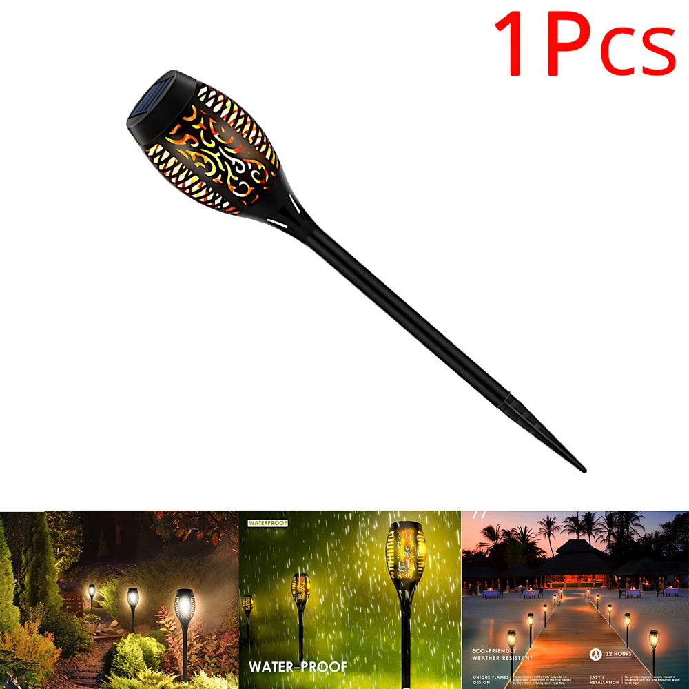 Solar Flame Lights Flickering LED Waterproof Garden Lamps