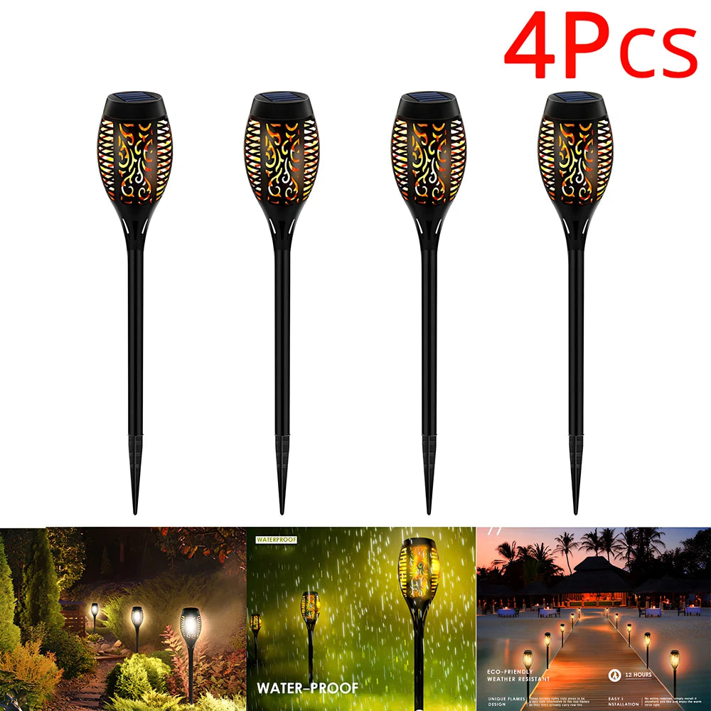 Solar Flame Lights Flickering LED Waterproof Garden Lamps