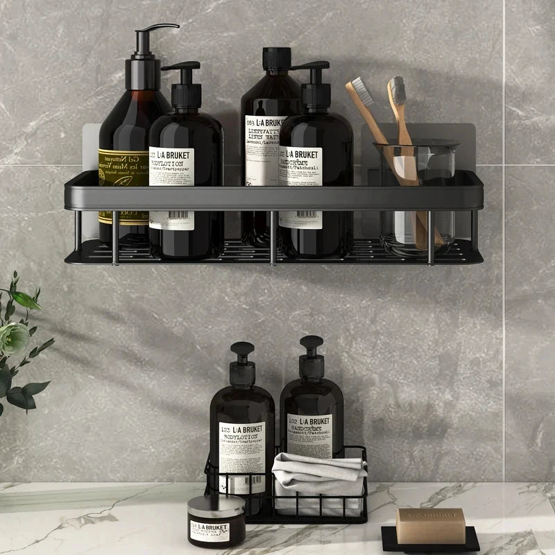 No Drill Bathroom Shelf