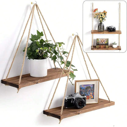 Wooden Swing Wall Shelf