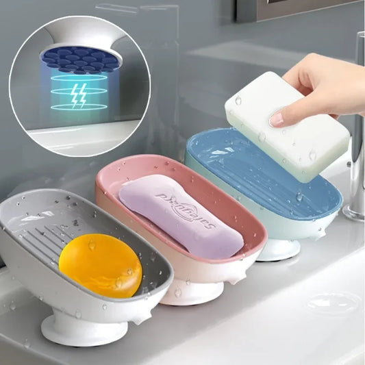 Self-Draining Soap Dish with Suction Holder