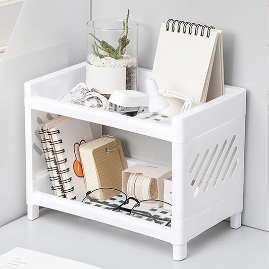 Double-Layer White Desktop Storage Rack